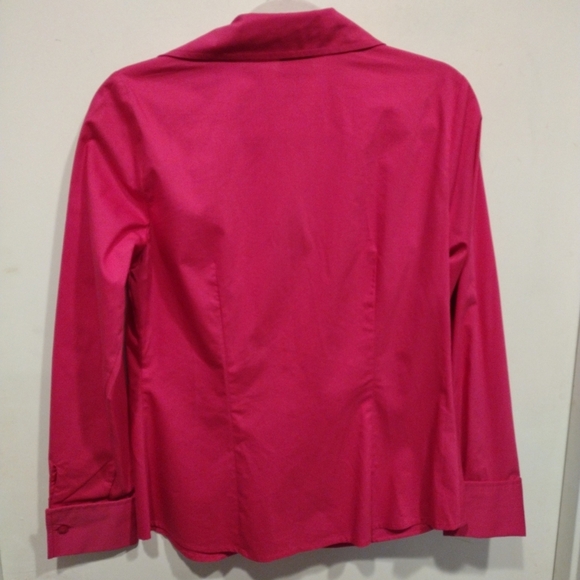 NWT Worthington Stretch Women's Fuchsia Pink Long Sleeve Button Down Shirt Sz 8 - Picture 7 of 7